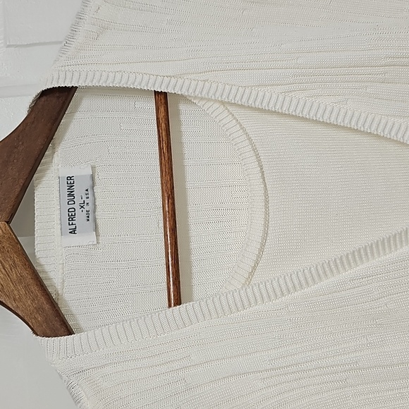 Alfred Dunner Cream Knit Cardigan and Top Set - Picture 3 of 8